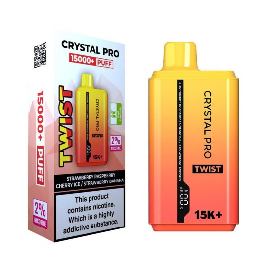 Crystal Pro Twist 15000 Puffs Strawberry Raspberry Cherry Ice / Strawberry Banana