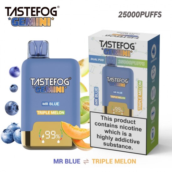 TASTEFOG GEMINI 25000 Puffs Mr.Blue + Triple Melon