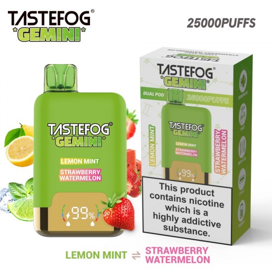 TASTEFOG GEMINI 25000 Puffs Lemon Mint + Strawberry Watermelon