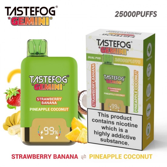 TASTEFOG GEMINI 25000 Puffs Strawberry banana + Pineapple coconut